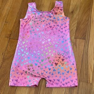Kids Heart Pattern gymnastics leotard - Pink